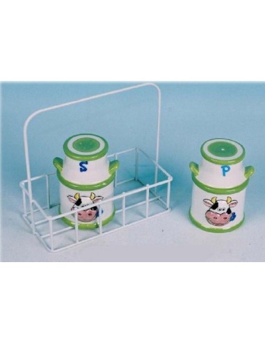 Sale e pepe ceramica mucca con cestino