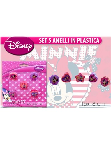 Set 5 anelli plastica Minnie