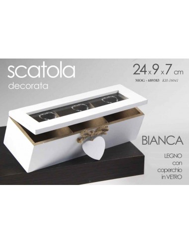 Scatola legno portatutto 3 scomparti...