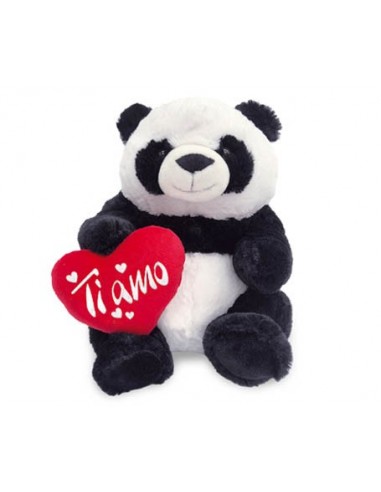 Peluche panda cm. 40 con cuore cm. 25