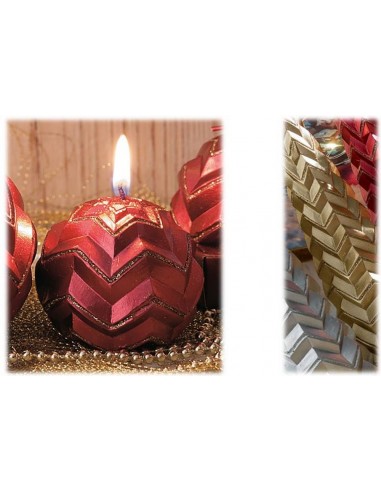 Candela cera sfera zig zag glitter...