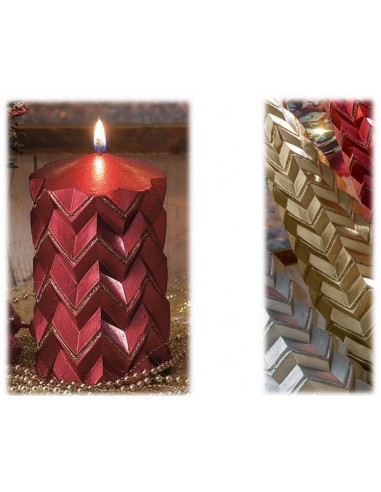 Candela cera cilindro zig zag glitter...