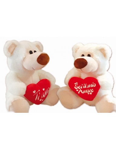 Peluche orso bianco cm. 20 con cuore...