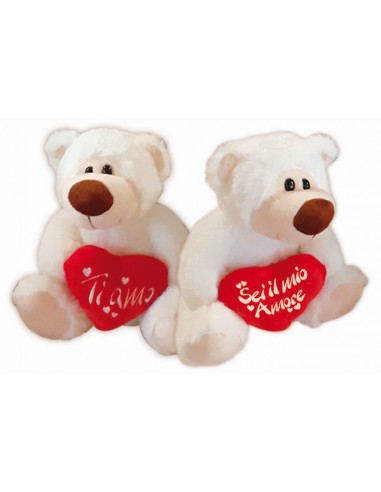 Peluche orso bianco cm. 30 con cuore...