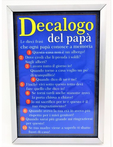 Decalogo del papà Cm. 10x15 in...