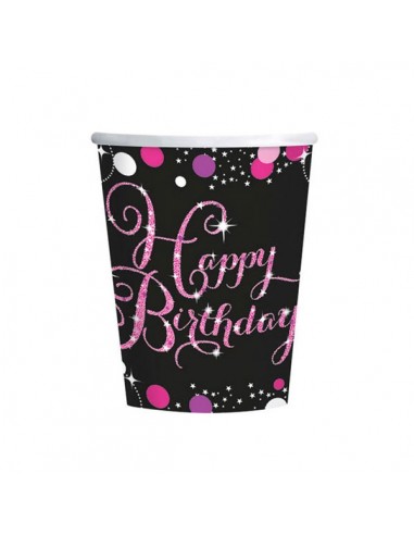 Bicchieri carta Happy Birthday Pink -...