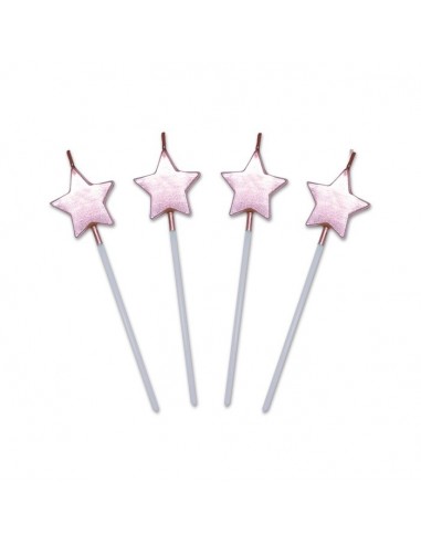 Candeline per torta Picks Stelle Rosa...