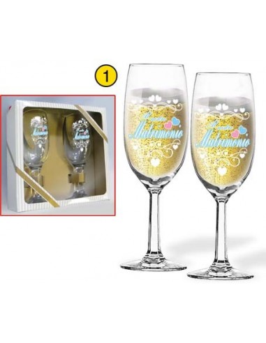 Set regalo 2 flute vetro - Matrimonio