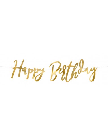 Festone Banner Happy Birthday Oro...