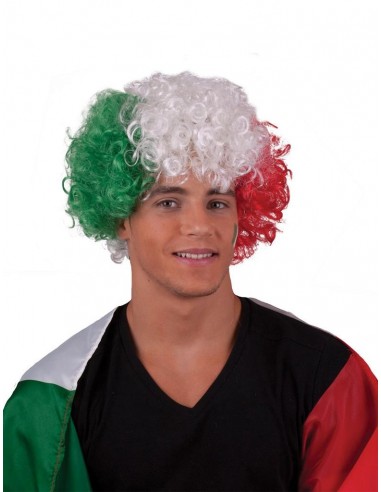 Parrucca riccia folta tricolore Italia