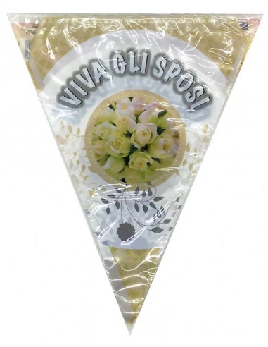 Festone bandierine pvc Viva gli sposi...