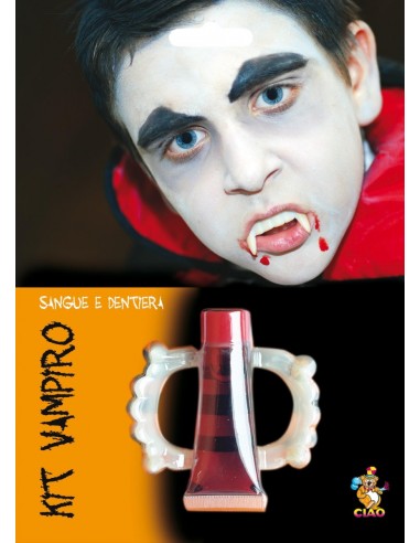 Kit dentiera dracula e tubetto sangue