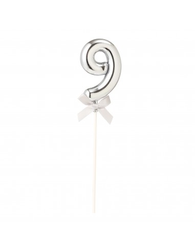 Topper per torta Numero 9 Silver Cm. 23