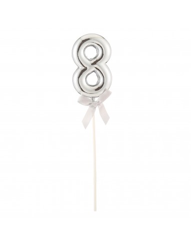 Topper per torta Numero 8 Silver Cm. 23