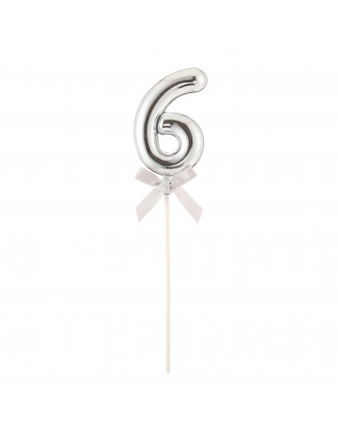 Topper per torta Numero 6 Silver Cm. 23