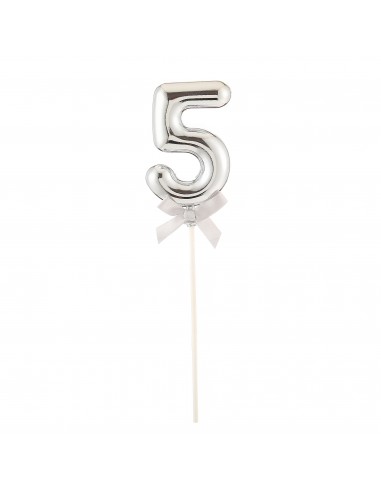 Topper per torta Numero 5 Silver Cm. 23