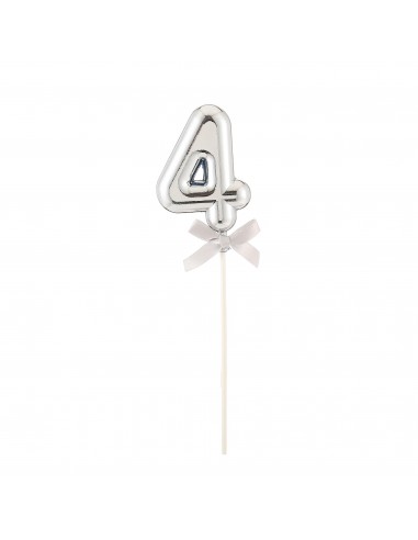 Topper per torta Numero 4 Silver Cm. 23