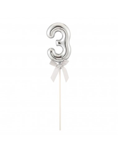 Topper per torta Numero 3 Silver Cm. 23