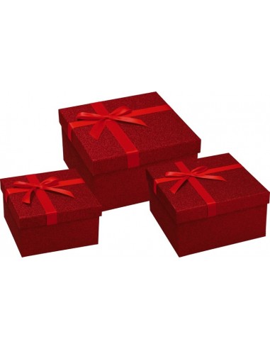 Set 3 scatole quadrate con nastro -...
