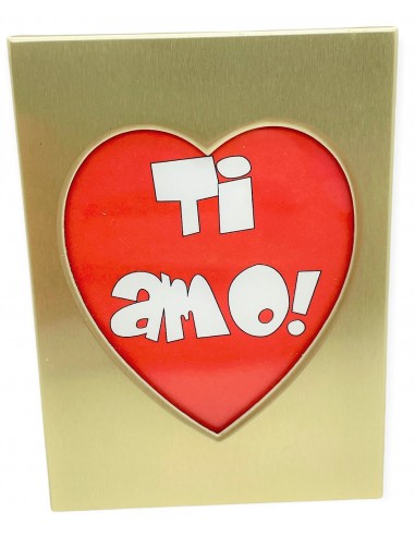 Portafoto cromato dorato cuore "Ti...