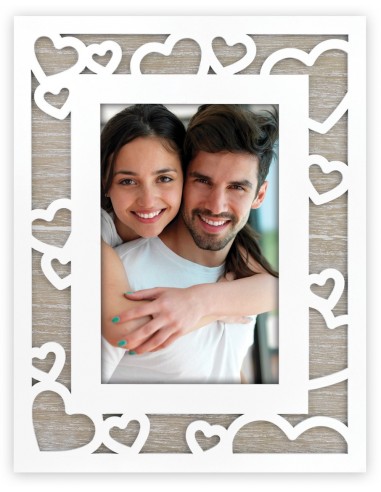 Portafoto legno "Hearts" bianco Cm....