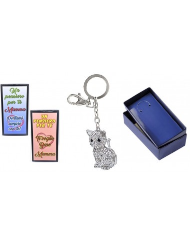 Portachiavi Gattino con strass -...