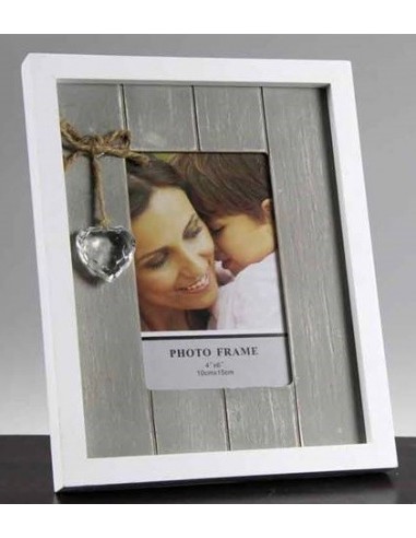 Portafoto legno con cuore appeso -...
