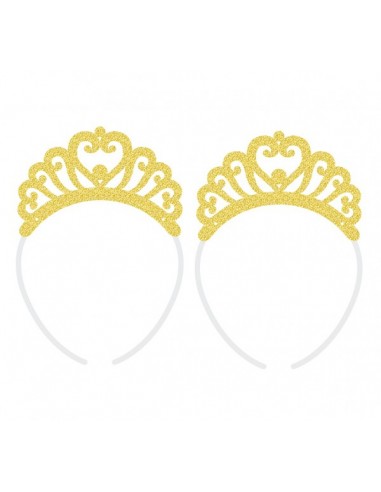 Set 2 cerchietti con tiara dorata