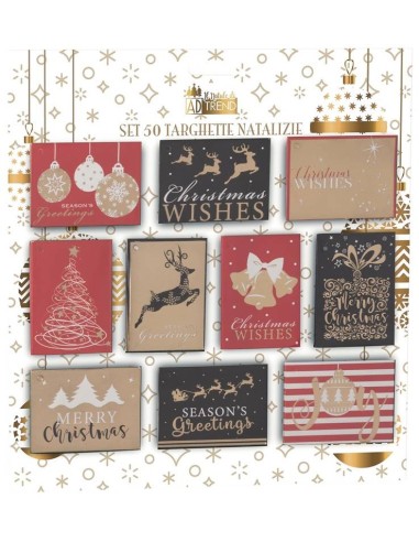 Set 50 targhette natalizie Cm. 7,5x5,5
