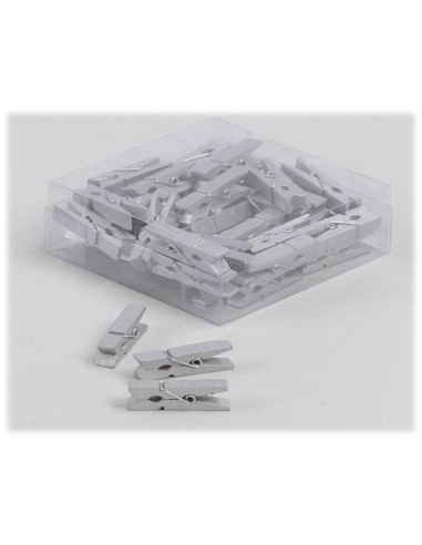 Set 50 mollette legno Cm. 3,5 – Silver