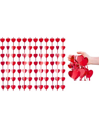 Tenda metallizzata «Heart» rossa Cm....