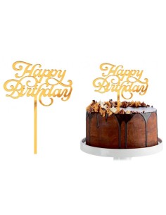 Cake topper acrilico dorato...
