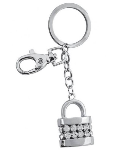 Portachiavi cromato lucchetto con strass