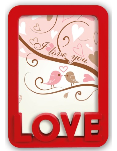 Portafoto pvc rosso con scritta LOVE...