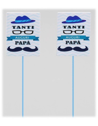Set 12 pick con baffi «Tanti Auguri...