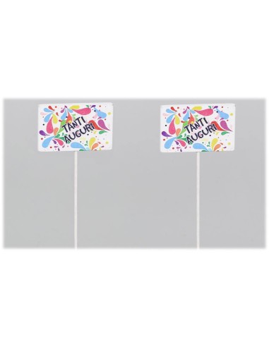 Set 12 pick in legno "Tanti auguri"