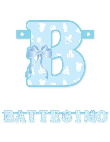 Festone scritta Battesimo Celeste Cm....