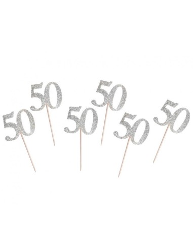 Pick cm. 10 - 50 glitter silver -...