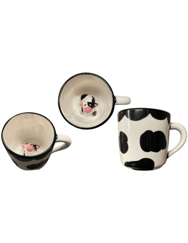 Tazza mug ceramica con mucca 3D interna