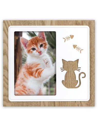 Portafoto in legno "Gatto" Cm. 19x20...