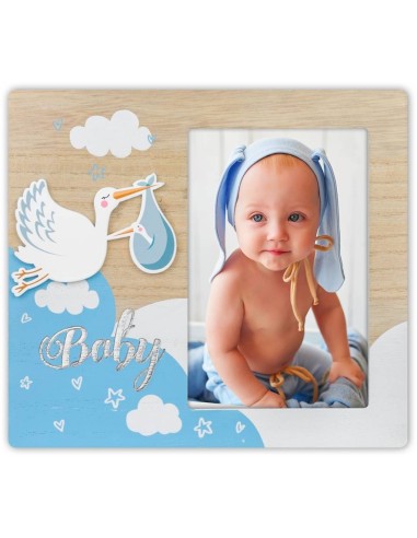 Portafoto in legno "Baby celeste" Cm....