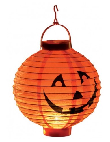 Lanterna arancione con zucca e luce -...