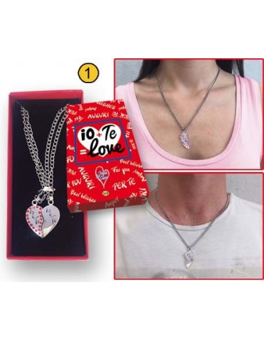 Collanina con cuore a metà "Io + Te"...