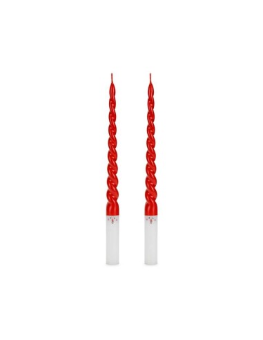 Candela torciglione rossa con base...