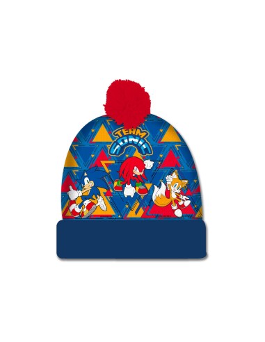 Cappello con risvolto e pon pon - Sonic