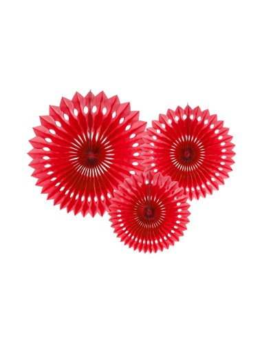 Set 3 rosoni in carta Cm. 20-30 - Rosso