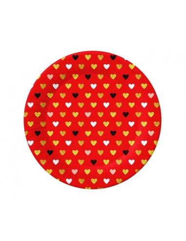 Piatti carta 18 cm. - Rosso cuori...