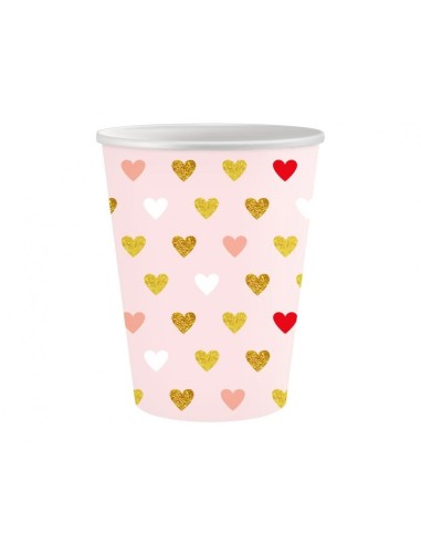 Bicchiere carta 250 ML - Cuori - Rosa...