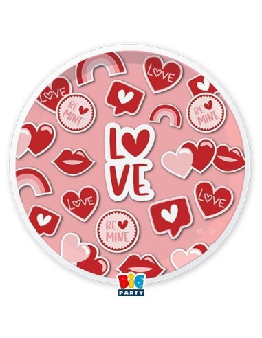 Piatti carta Cm. 18 - Love Stickers -...