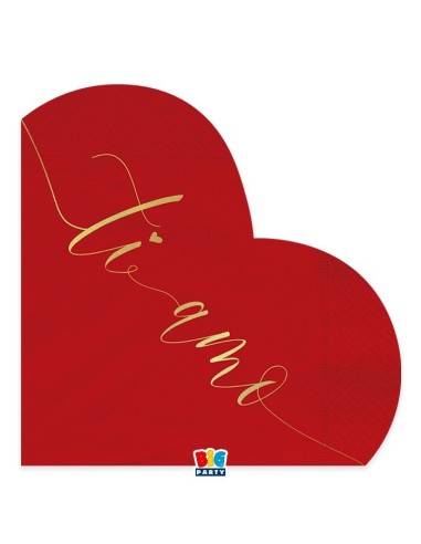 Tovaglioli carta cuore rosso Ti amo...